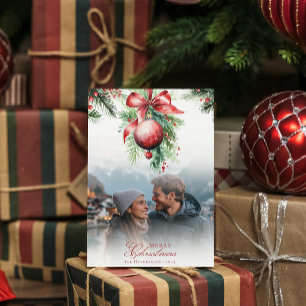 Mistletoe Couple Foto & Name Christmas Card Einladung