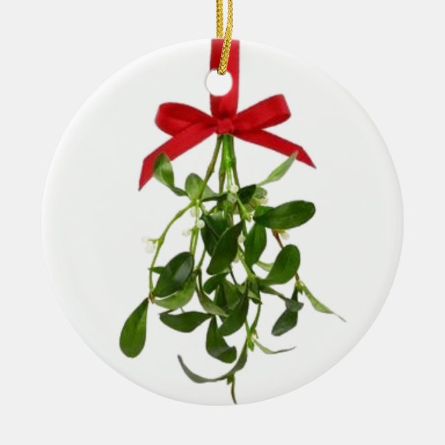 **MISTLETOE**DAS LÄSST EIN LEBEN AUF DIE ORNATION KERAMIK ORNAMENT (Vorne)