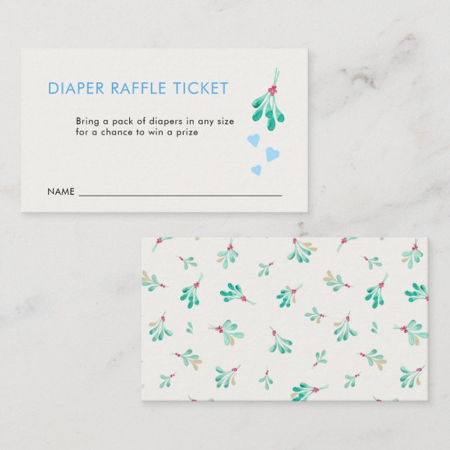 Mistletoe Diaper Raffle Ticket Card Begleitkarte (Vorne/Hinten)
