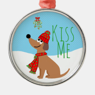 Mistletoe Dog Kisses Keramik Ornament
