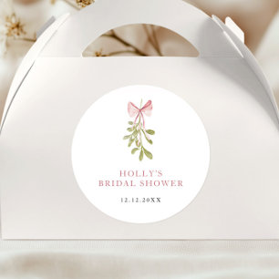Mistletoe Dusty Rose Bow Brautparty Runder Aufkleber