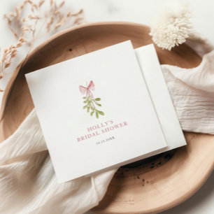 Mistletoe Dusty Rose Bow Brautparty Serviette