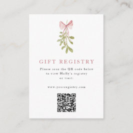 Mistletoe Dusty Rose Bow QR Code Begleitkarte