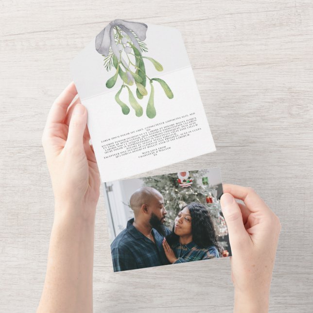 Mistletoe Elegante Weihnachtskarte All In One Einladung (Abreißen)