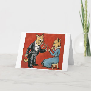 Mistletoe for You Cat Christmas Card by Louis Wain Feiertagskarte