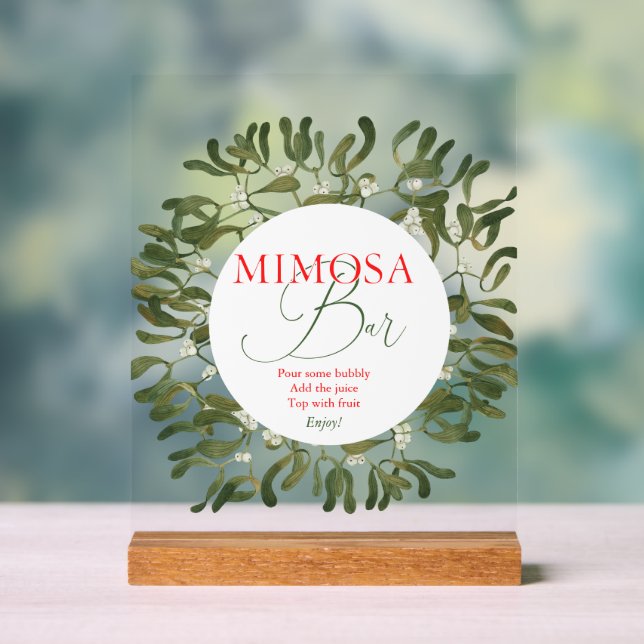 Mistletoe Frame Script Brautparty Mimosa Bar Acrylschild (Neutral)