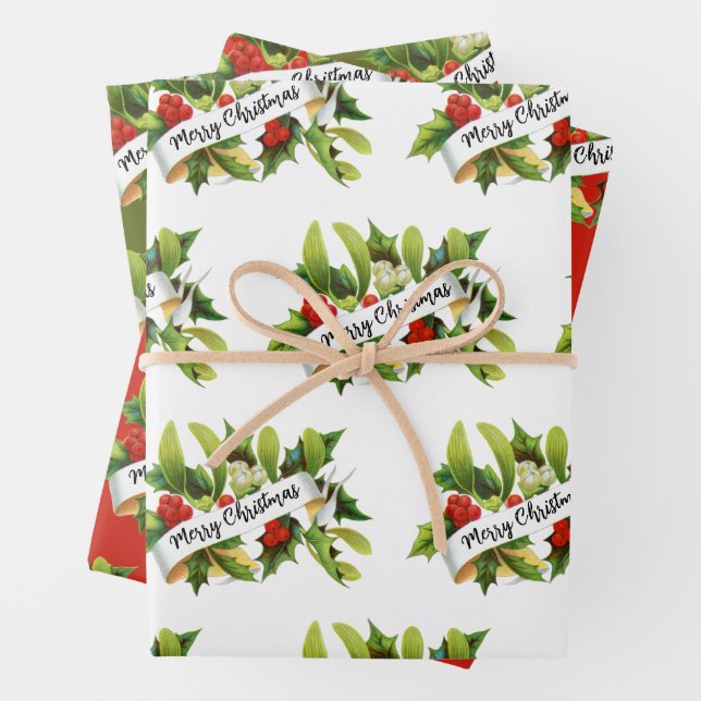 Mistletoe Frohe Weihnachtswrapping Paper Sheets Geschenkpapier Set (Beispiel)
