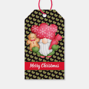 Mistletoe Gnome passen Farbe und Text an Geschenkanhänger