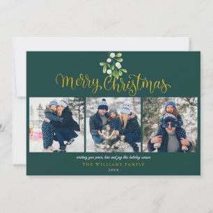 Mistletoe Gold Script Foto Collage Weihnachten