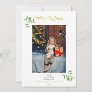 Mistletoe Gold Script Frohe Weihnachtszeit Foto Feiertagskarte