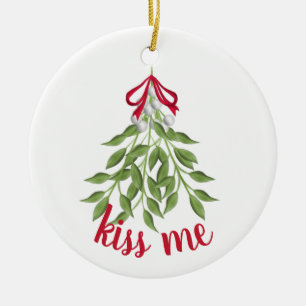 Mistletoe Holiday Keramik Ornament