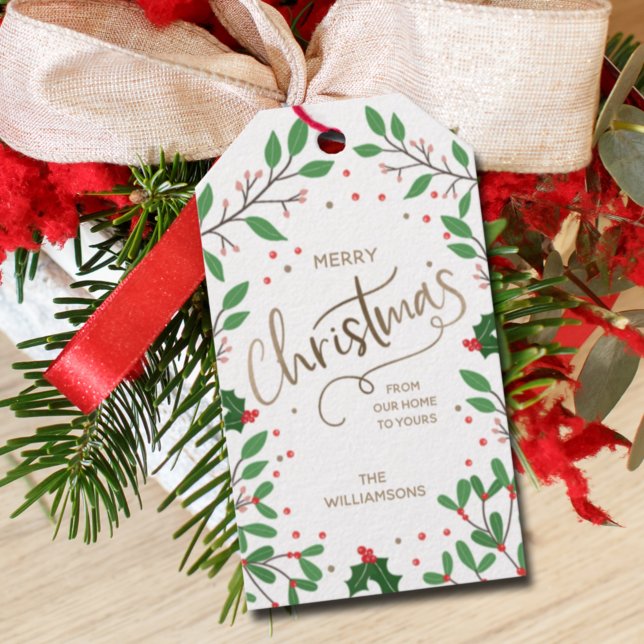 Mistletoe Holly Berries Frohe Weihnachten Geschenkanhänger (Von Creator hochgeladen)