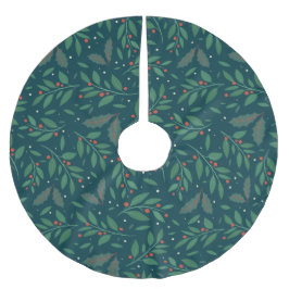 Mistletoe & Holly Holiday Tree Skirt Polyester Weihnachtsbaumdecke
