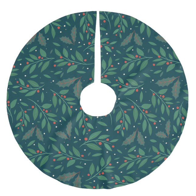 Mistletoe & Holly Holiday Tree Skirt Polyester Weihnachtsbaumdecke (Vorderseite)