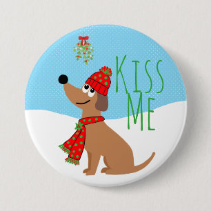 Mistletoe Hund Kisses Large, 3-Zoll Round Button