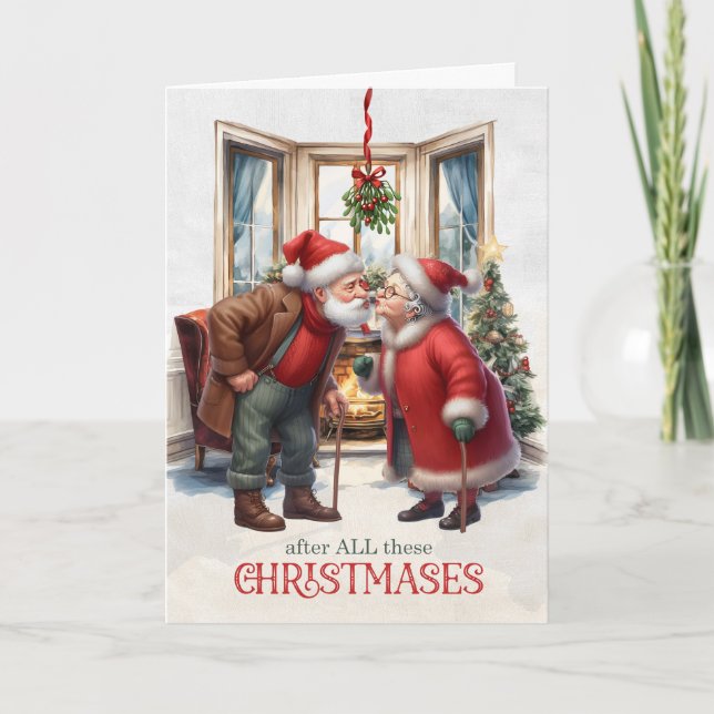 Mistletoe Kiss Years of Christmases Feiertagskarte (Vorderseite)