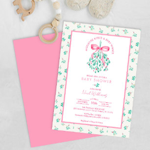 Mistletoe Kisses Pink Baby Shower for Girl Einladung