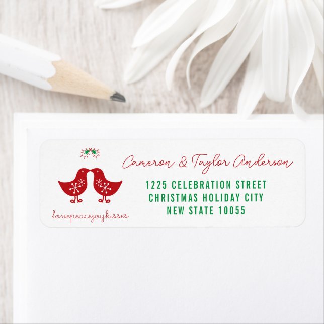 Mistletoe Kissing Chicks Holiday Wedding Address (Insitu)