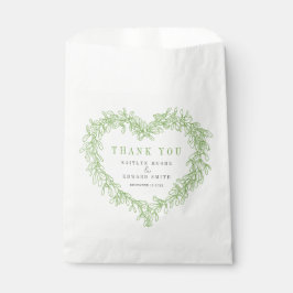 Mistletoe line art green gray Hochzeit danke Geschenktütchen