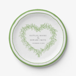 Mistletoe line Art Green White Winter Hochzeit Pappteller