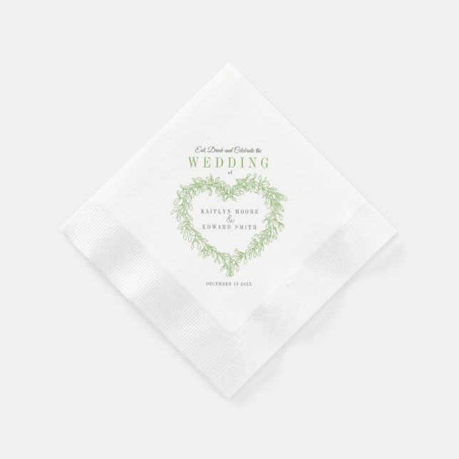 Mistletoe Line Art Hochzeit Serviette (Ecke)