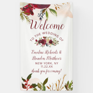 Mistletoe Manor Aquarell-Blumen-Hochzeitsbegrüßung Banner