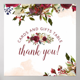 Mistletoe Manor Cards & Gifts Wedding Table Sign Poster