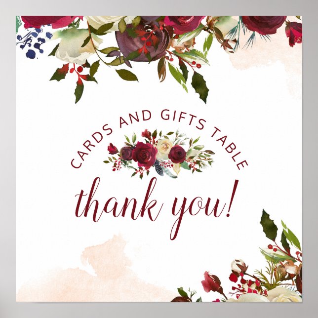 Mistletoe Manor Cards & Gifts Wedding Table Sign Poster (Vorne)