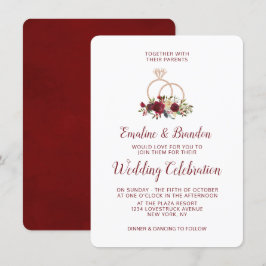 Mistletoe Manor Rose Gold Sparkle Rings Wedding Einladung