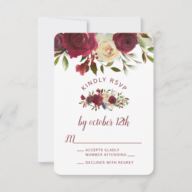 Mistletoe Manor Top Border Wedding RSVP Antwort (Vorderseite)