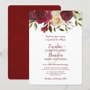 Mistletoe Manor Watercolor Lush Top Border Wedding Einladung
