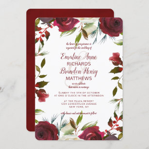 Mistletoe Manor Watercolor Winter Border Wedding Einladung