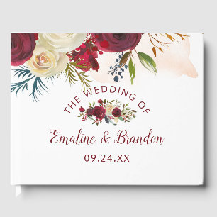 Mistletoe Manor Watercolor Winter Floral Wedding Gästebuch