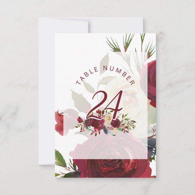 Mistletoe Manor Winter Chic Wedding Tischnummern (Vorderseite)