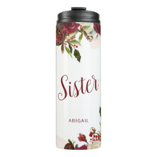 Mistletoe Manor Winter Floral Personalisierte Schw Thermosbecher
