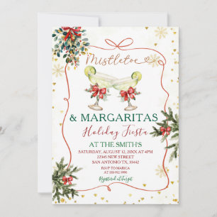 Mistletoe Margaritas Hand Drawn Holiday Fiesta Einladung