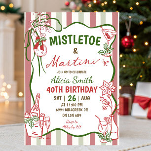 Mistletoe & Martini Weihnachts-Geburtstag Einladung
