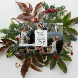 Mistletoe Merry Verheiratet Foto Collage Weihnacht Dankeskarte