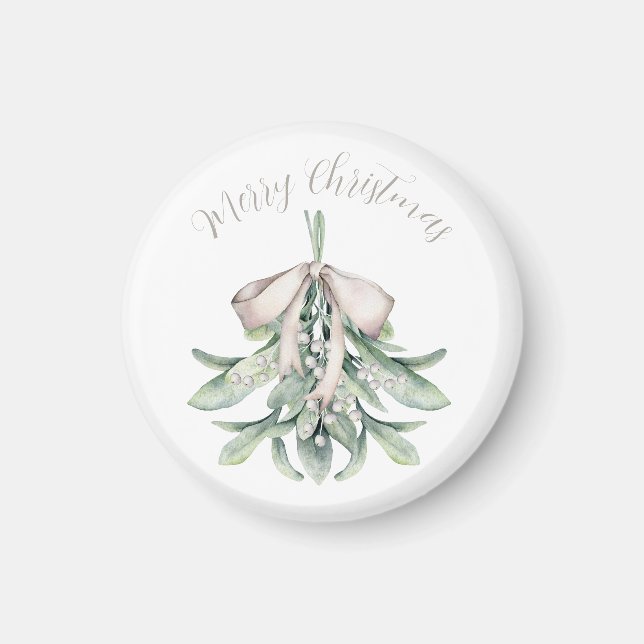 Mistletoe mit Gold Bow Weihnachten Magnet (Vorne)