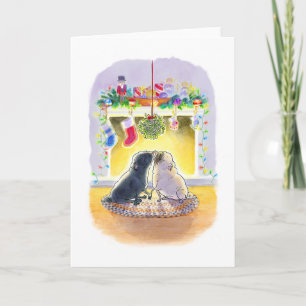 Mistletoe Möpsen Weihnachtskarte Karte