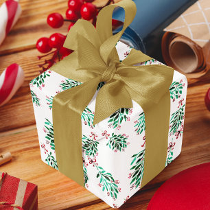 Mistletoe Muster HandGezeichnet Weihnachtswasserfa Geschenkpapier Set
