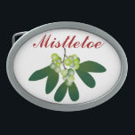 Mistletoe Ovale Gürtelschnalle<br><div class="desc">Ho ho! Ein wunderschöner Mistletoe lädt zu einem heiligen fröhlichen Weihnachtskuss ein! Ein Urlaub muss sein!</div>