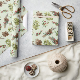 Mistletoe Pine Green Blätter Weihnachten Winter Geschenkpapier