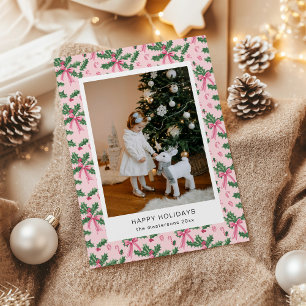 Mistletoe Pink Wallpaper Foto Holiday Card Feiertagskarte