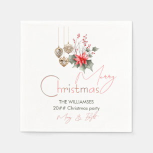 Mistletoe Red Green Posh Christmas Ornament Script Serviette