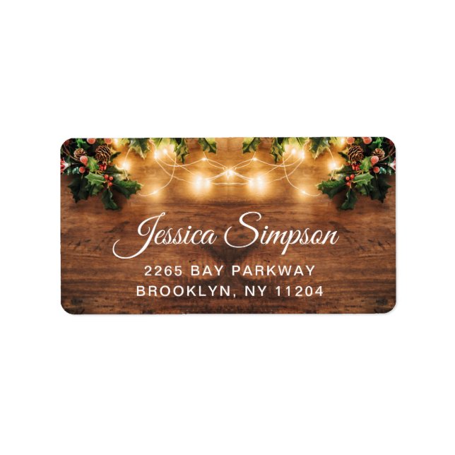 Mistletoe Rustic Holiday Return Address Label Adressaufkleber (Vorne)