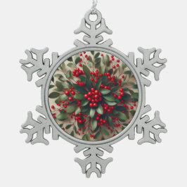 Mistletoe schneeflocken Zinn-Ornament
