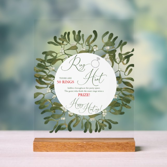 Mistletoe Script Ring Hunt Brautparty Game Acrylschild (Neutral)