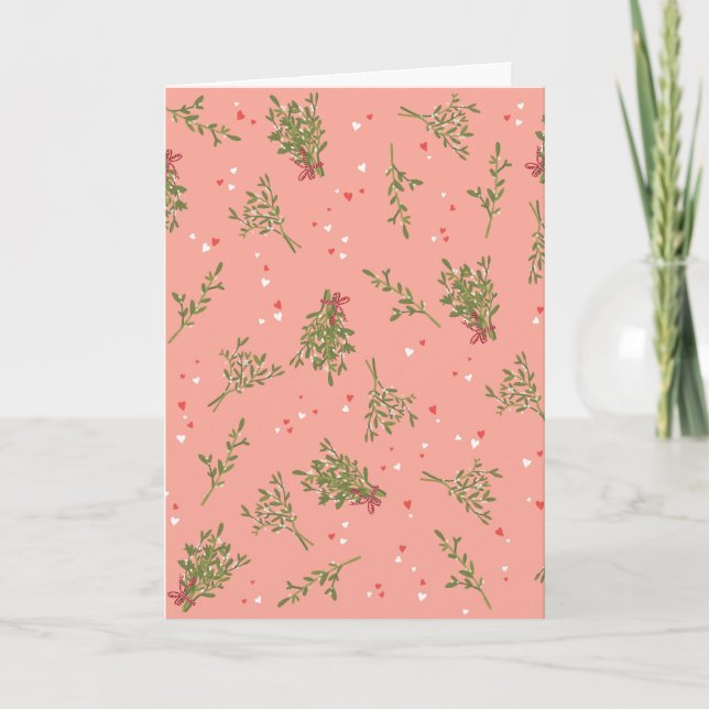 Mistletoe Sweet Pink Happy Holidays Botanische Lie Karte (Vorderseite)