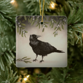 Mistletoe und Crow Keramikornament